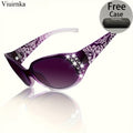 Rhinestone Cat Eye Sunglasses for Women – Floral Embellished UV Protection Shades, Lightweight Frames for Beach, Driving, Outdoor, Street Style & Vacation, Trendy Fashion Eyewear Gift