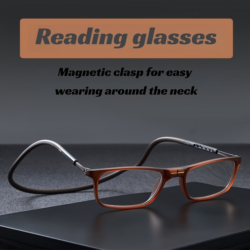 4 Pairs Magnetic Neck Hanging Folding Reading Glasses for Men and Women – Ultra-Light Square Retro Presbyopic Frame, Portable Telescopic Anti-Fall Design, Strengths +1.0 to +4.0 for Office Daily Wear