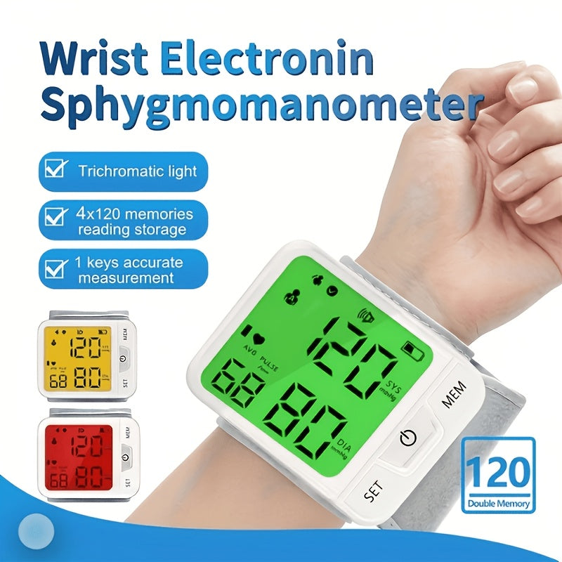 Wrist Blood Pressure Monitor Automatic Digital BP Cuff with Large LCD Display – Pulse Rate & Irregular Heartbeat Detection, Portable Home Use for Seniors & Adults, One-Button Operation