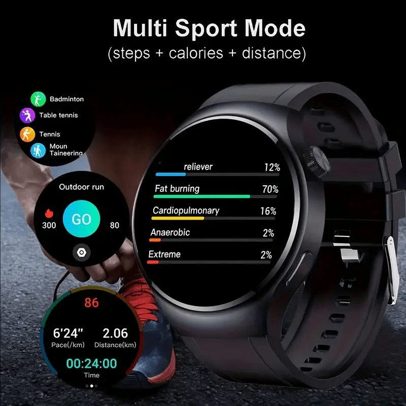 Round Smartwatch 2.01" Extra Large Screen Wireless Calling – 100+ Sports Modes Sleep Monitor Heart Rate Pedometer Games Weather Calculator Fitness Tracker for Men Women iPhone Android