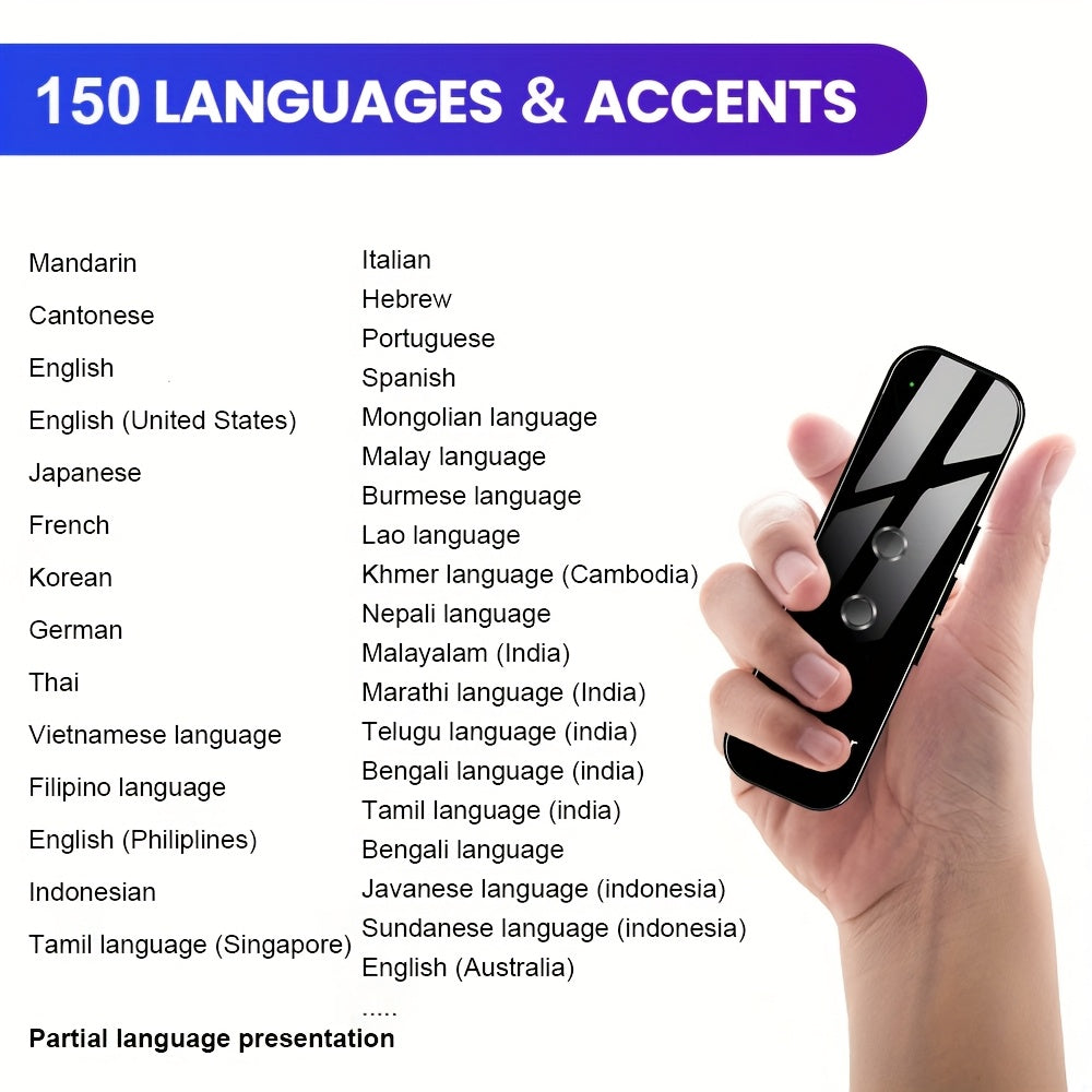Portable Language Translator Device – Two-Way Instant Voice Translation 137 Languages, APP-Connected High Accuracy Translator for Travel Business Learning, Headphone Compatible