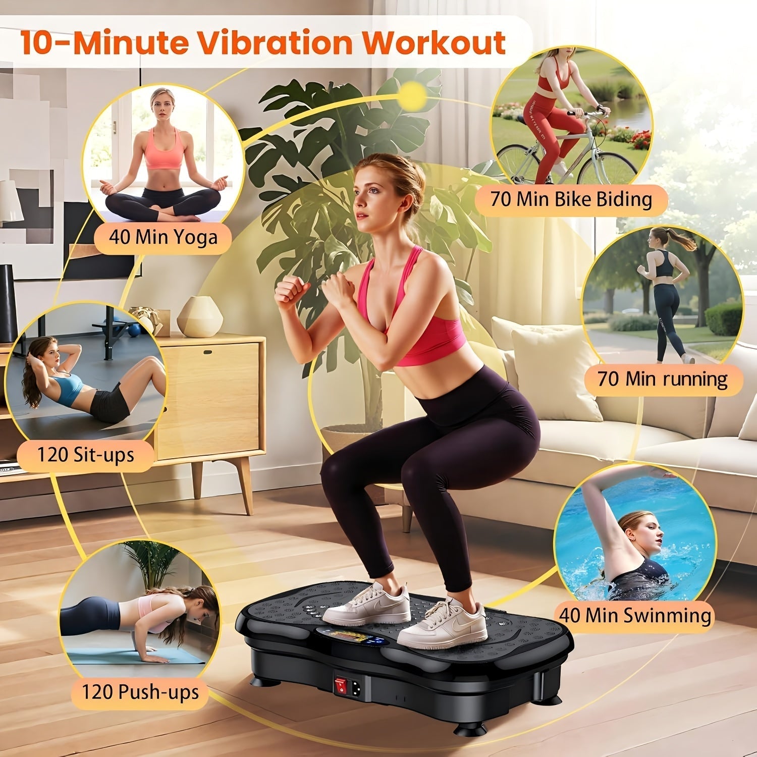 Vibration Plate Exercise Machine Full Body Workout Weight Loss Lymphatic Drainage 99-200 Speed Levels Quiet Motor Portable Home Gym Muscle Toning 330 lbs Capacity