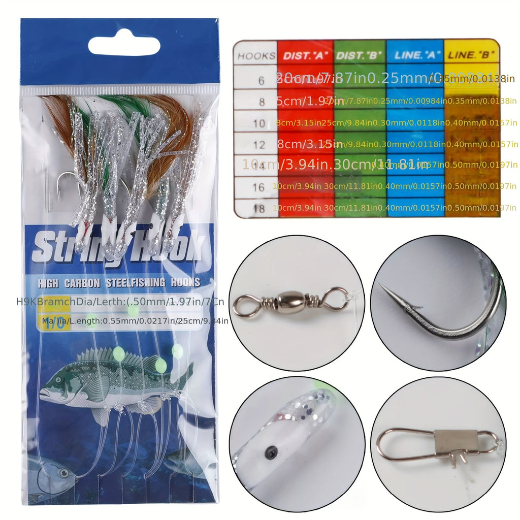 Fishing Rigs Set 22 Pack with High Carbon Steel Hooks, Glow Beads & Flasher Lure Bait – Complete Freshwater & Saltwater Fishing Tackle Kit for Bass Trout Salmon Walleye Catfish