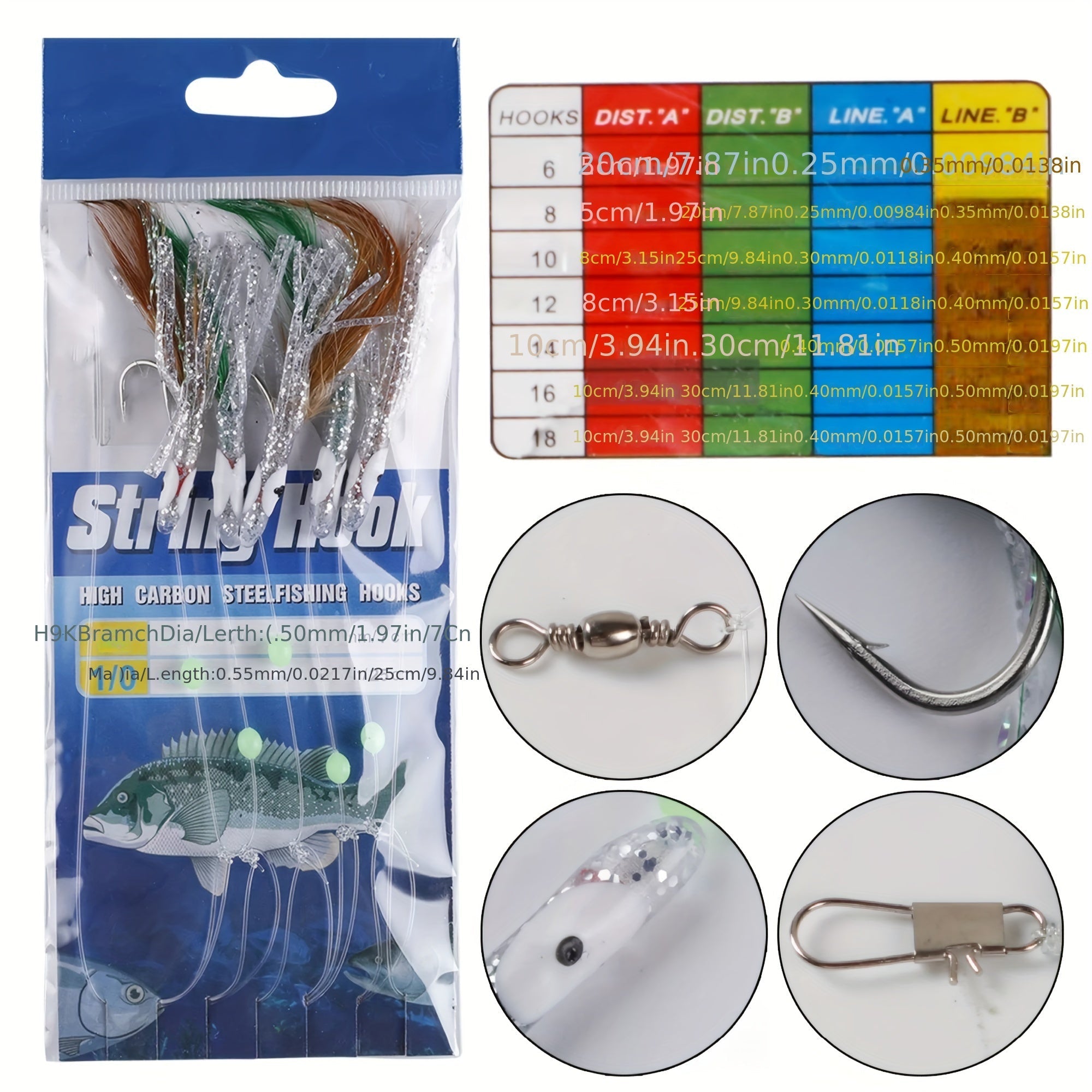 Fishing Rigs Set 22 Pack with High Carbon Steel Hooks, Glow Beads & Flasher Lure Bait – Complete Freshwater & Saltwater Fishing Tackle Kit for Bass Trout Salmon Walleye Catfish