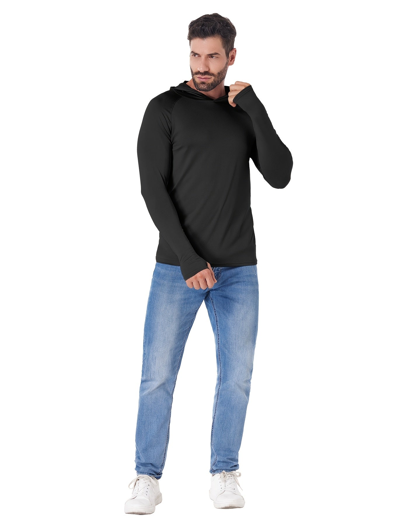5 Pack Men's Long Sleeve Hooded Fishing Shirts UPF Sun Protection – Lightweight Moisture-Wicking Rash Guard for Fishing Hiking Kayaking Boating Outdoor Sports, Sizes S-XXL, 3 Mixed Color Sets