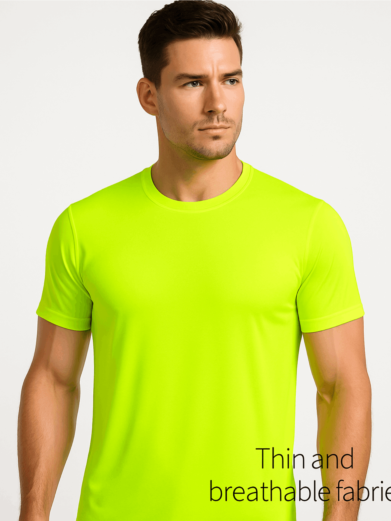 Men's UPF 50+ Safety Work Shirts 5 Pack Quick Dry Breathable Performance Tees – Fluorescent Yellow High Visibility for Outdoor Construction Landscaping Jobs, S-XXXL, Gift for Dad