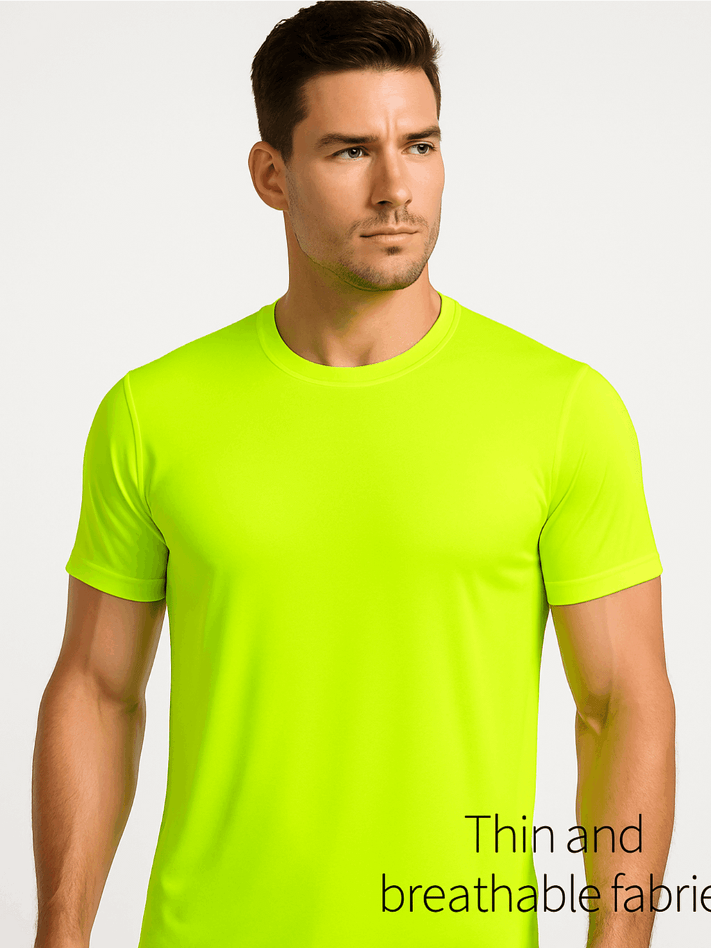 Men's UPF 50+ Safety Work Shirts 5 Pack Quick Dry Breathable Performance Tees – Fluorescent Yellow High Visibility for Outdoor Construction Landscaping Jobs, S-XXXL, Gift for Dad