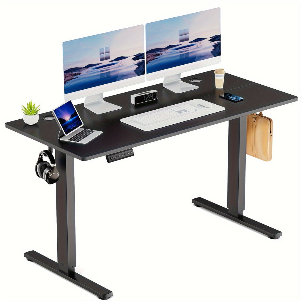 63 Inch Electric Standing Desk Height Adjustable Sit-Stand PC Workstation Wood Desktop Home Office Gaming Room Bedroom 3 Colors 3 Sizes