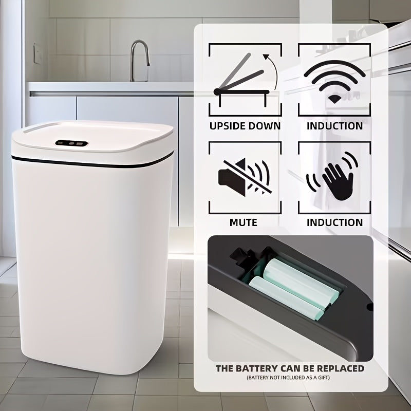 Inductive Smart Trash Can with Sealed Odor-Proof Lid – Hands-Free Automatic Sensor Waste Bin, Touch Control, Easy-Clean Interior for Office Bathroom Bedroom Kitchen, 12L 14L 16L