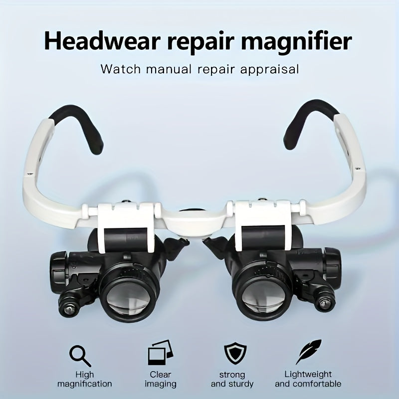 Head Mounted Magnifier 8X 15X 23X Hands-Free Dual Lens Magnifying Headset with Adjustable Headband – Precision Magnifier for Jewelry Making Electronics Repair Soldering Crafting Diamond Painting and Reading