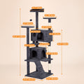 Multi-Level Cat Tree Tower with Scratching Post Indoor Kitten Activity Center Playhouse Easy Assembly 22 54 60 70 Inch Heights 7 Colors Dark Gray Beige Pink Navy Blue Green