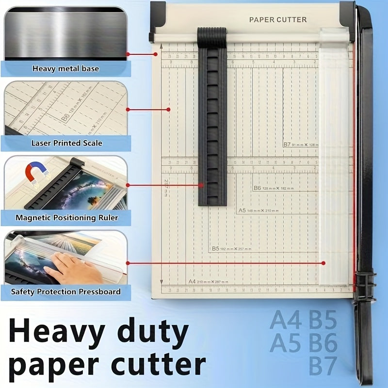 12 Inch Heavy-Duty Guillotine Paper Cutter Trimmer Safety Guard Corner Rounder Laser Grid Non-Slip Base White Photos Cardstock Scrapbook Office Craft Cutting Tool