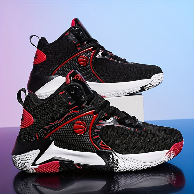 Men's High Top Basketball Shoes Anti-Slip Rubber Sole Breathable Upper – Lace-Up Ankle Support Sneakers in Red Black Yellow Cushioned Insole All-Season US Sizes 6.5 to 13.5
