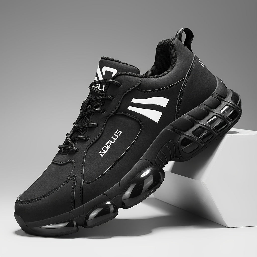Wear-Resistant All-Season Men's Road Running Sneakers – Anti-Slip Lace-Up Low Top Athletic Shoes for Running Gym Casual Outdoor, Blue Black White, Wide Sizes US 6.5–13.5