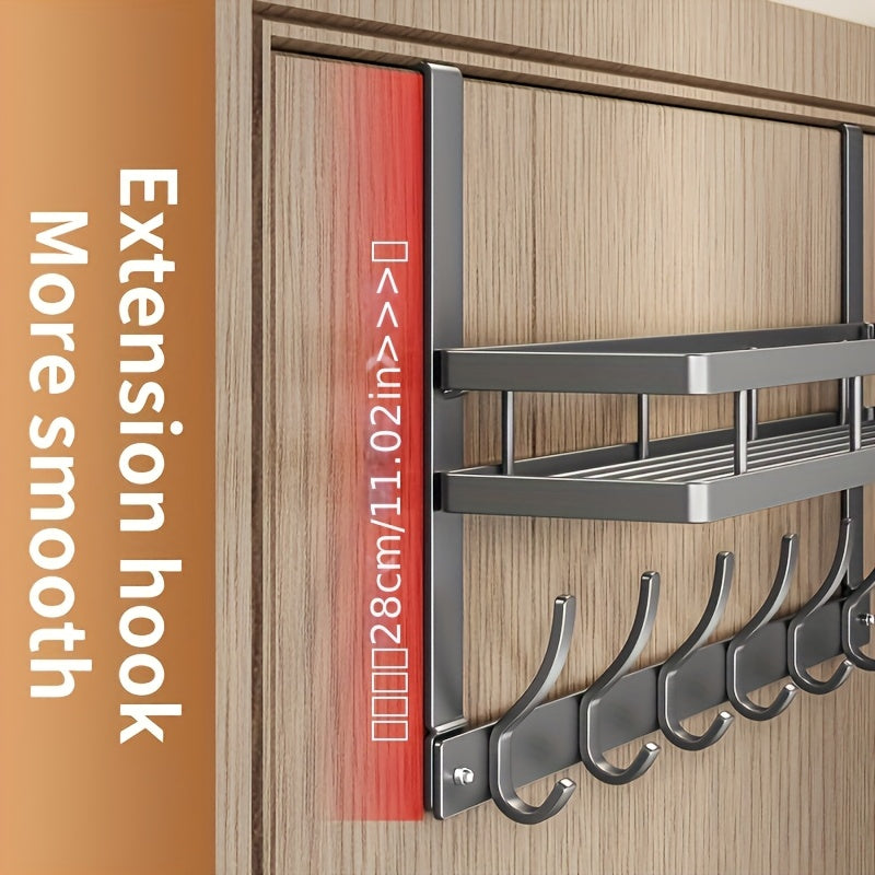 Over-the-Door Storage Rack with Hooks Heavy Duty Metal Organizer for Bedroom Bathroom Kitchen Closet Door Hanger No Tools Required 4 to 8 Hooks