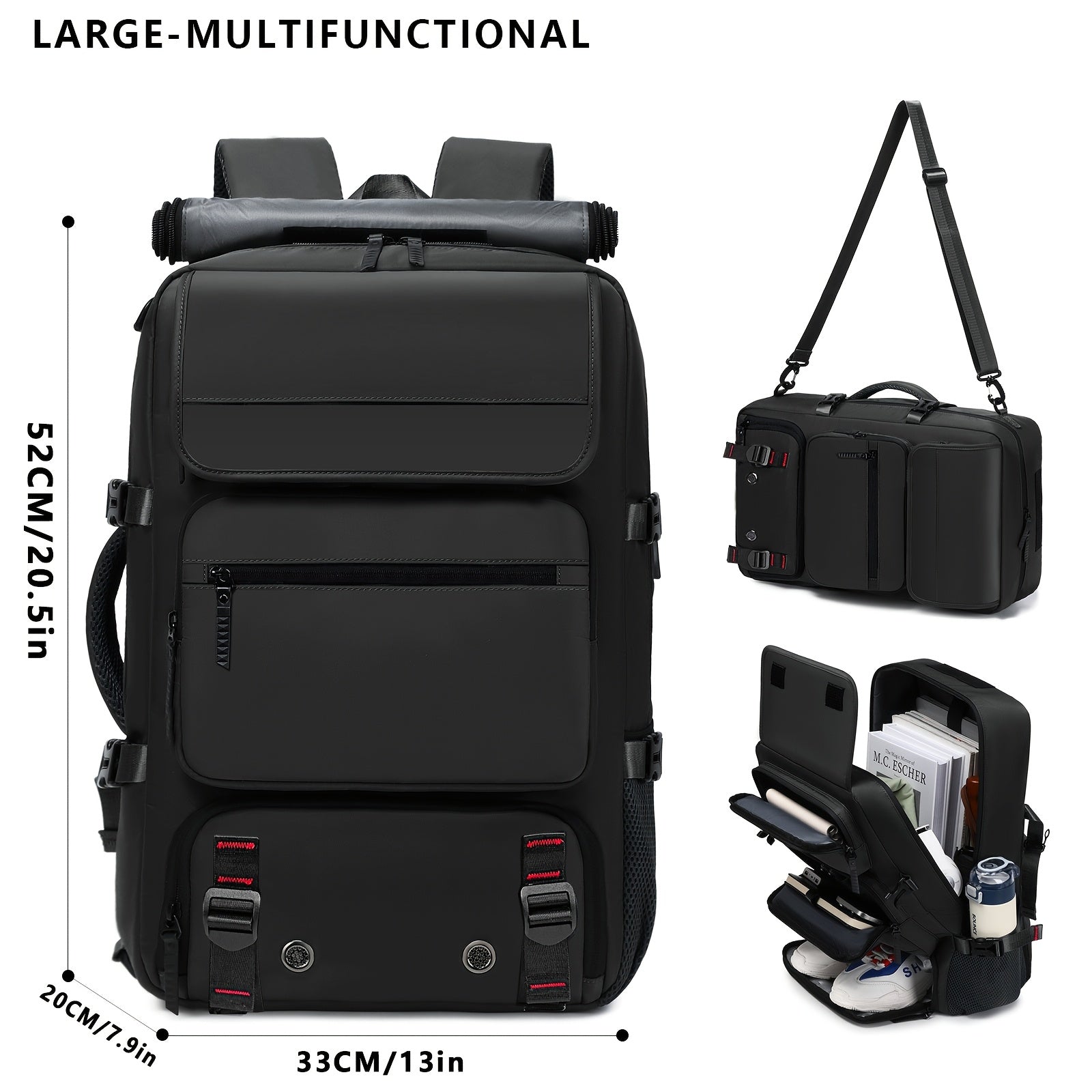 17 Inch Laptop Backpack Large Capacity – Airline Approved Travel Bag with Shoe Compartment, Multi-Pocket Business Work Backpack for Men, Durable Nylon, Hiking & Camping, Small & Large Sizes