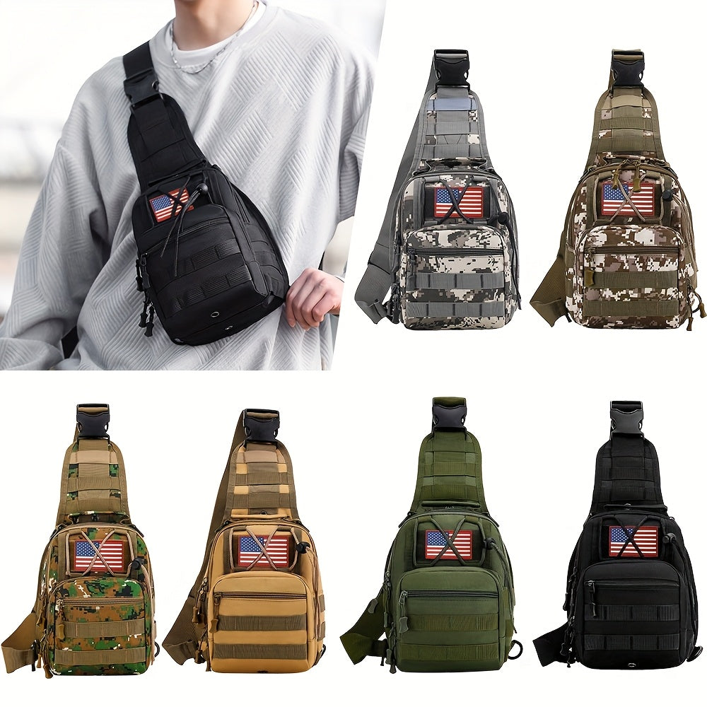 Tactical Sling Backpack Lightweight Crossbody Daypack – Military Camo Shoulder Bag for Cycling Hiking Travel Daily Use, Multiple Colors with Flag Patch Option, Men Women EDC Bag