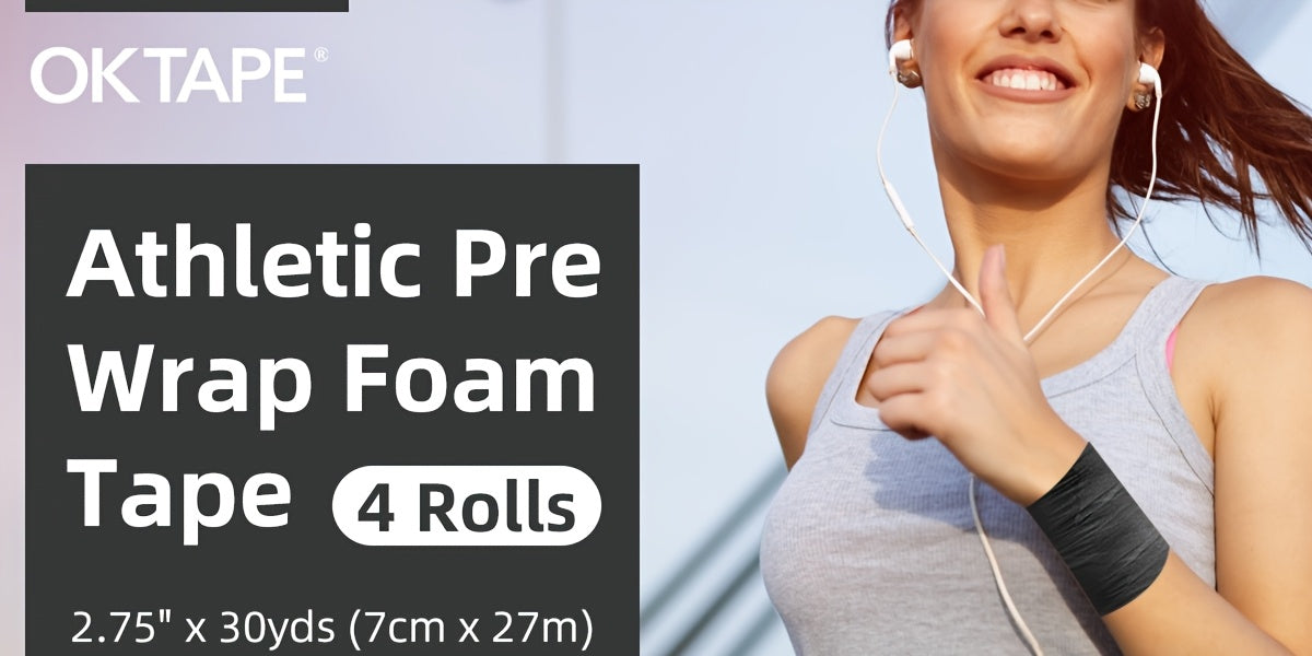 Athletic Pre Wrap Tape 4-Rolls Foam Underwrap for Sports – Protect Ankles Wrists Hands Knees, 2.75" x 30 Yards Each, OK TAPE Multi-Sport Joint Protection
