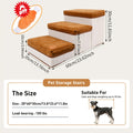3-Tier Foldable Dog Stairs for Small Dogs Non-Slip Nylon Pet Ramp for High Beds Sofas Compact Foldable Brown White Includes Bonus Plush Toy