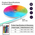 LED Neon Strip Lights with Remote Control Color Changing RGB – Flexible Atmosphere Light for Bedroom TV Kitchen Cabinet Halloween Christmas Birthday Party Home Decoration 3M Multi-Pack