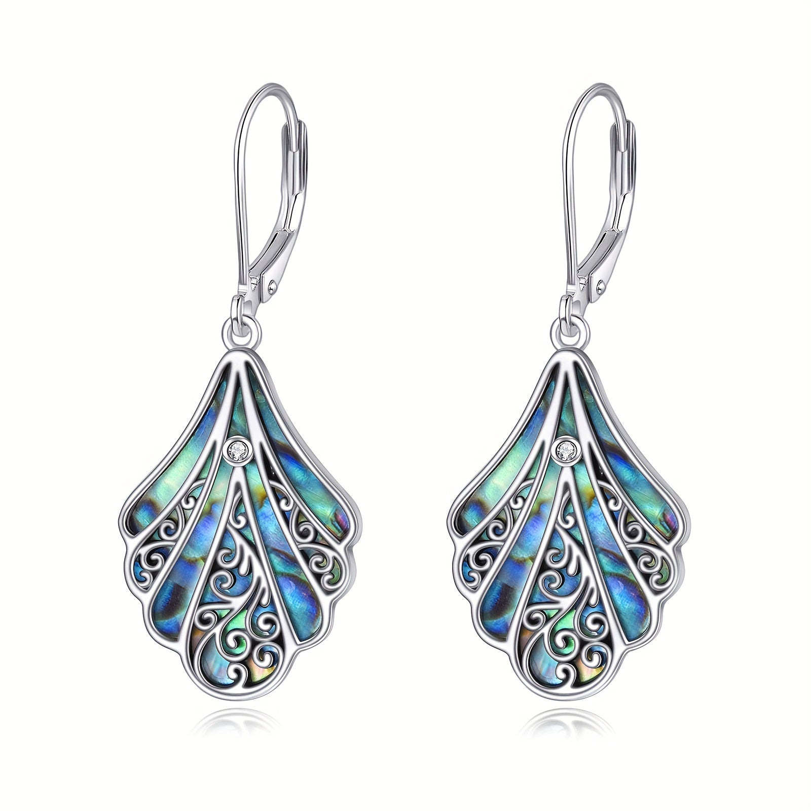 925 Sterling Silver Abalone Shell Drop Earrings for Women – Hollow Bohemian Dangle Earrings, Hypoallergenic Boho Jewelry, Perfect Gift for Her