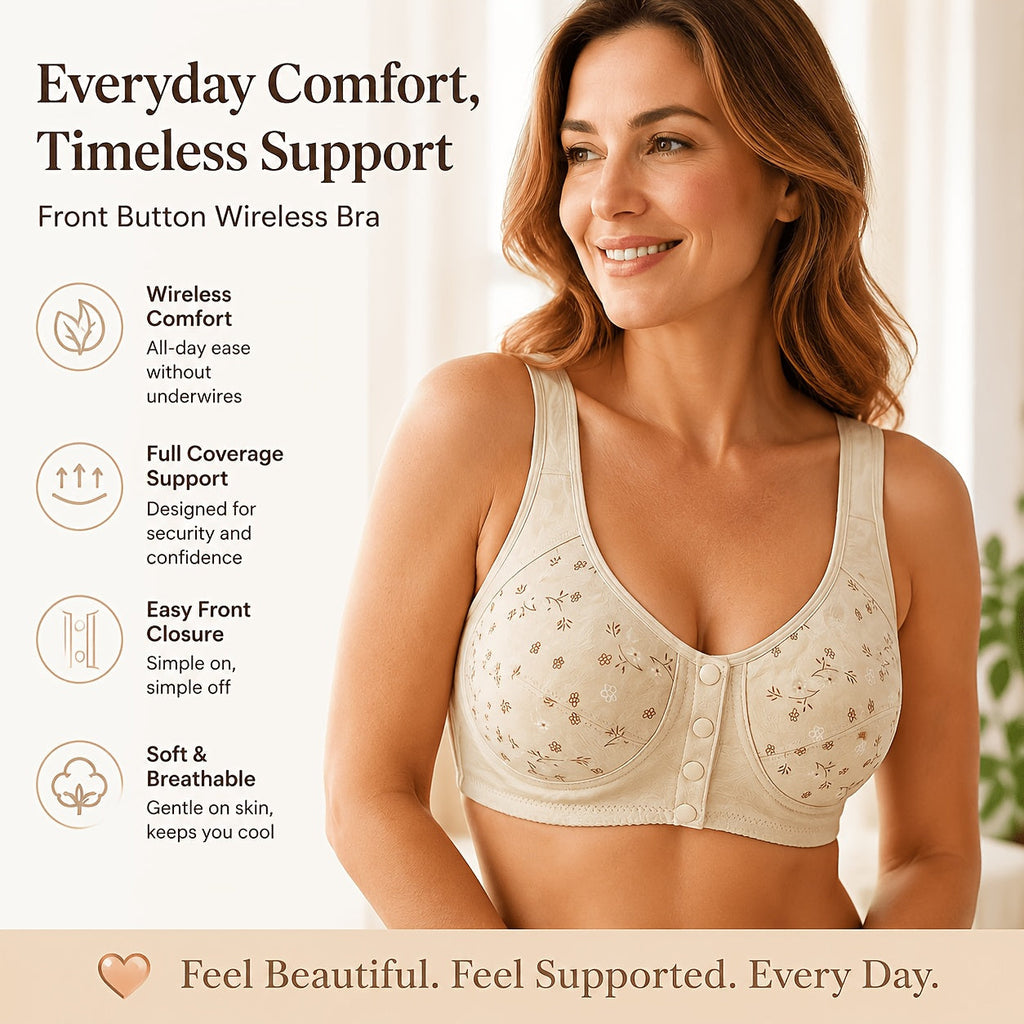 7 Pack Seamless Wireless Bra Set for Women – Soft Front Button Bralettes, No Underwire, Comfortable & Breathable for Daily Wear, Yoga, Travel & Festivals, Sizes S-XXL