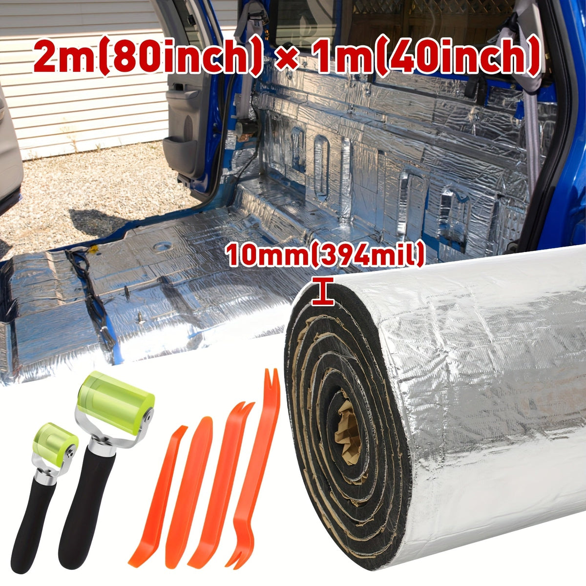 Car Sound Deadener Heat Shield Mat 22 26 Sqft Self-Adhesive Aluminum Foil Noise Reduction Insulation Easy Cut Install for Floor Door Trunk Firewall Free Installation Tools