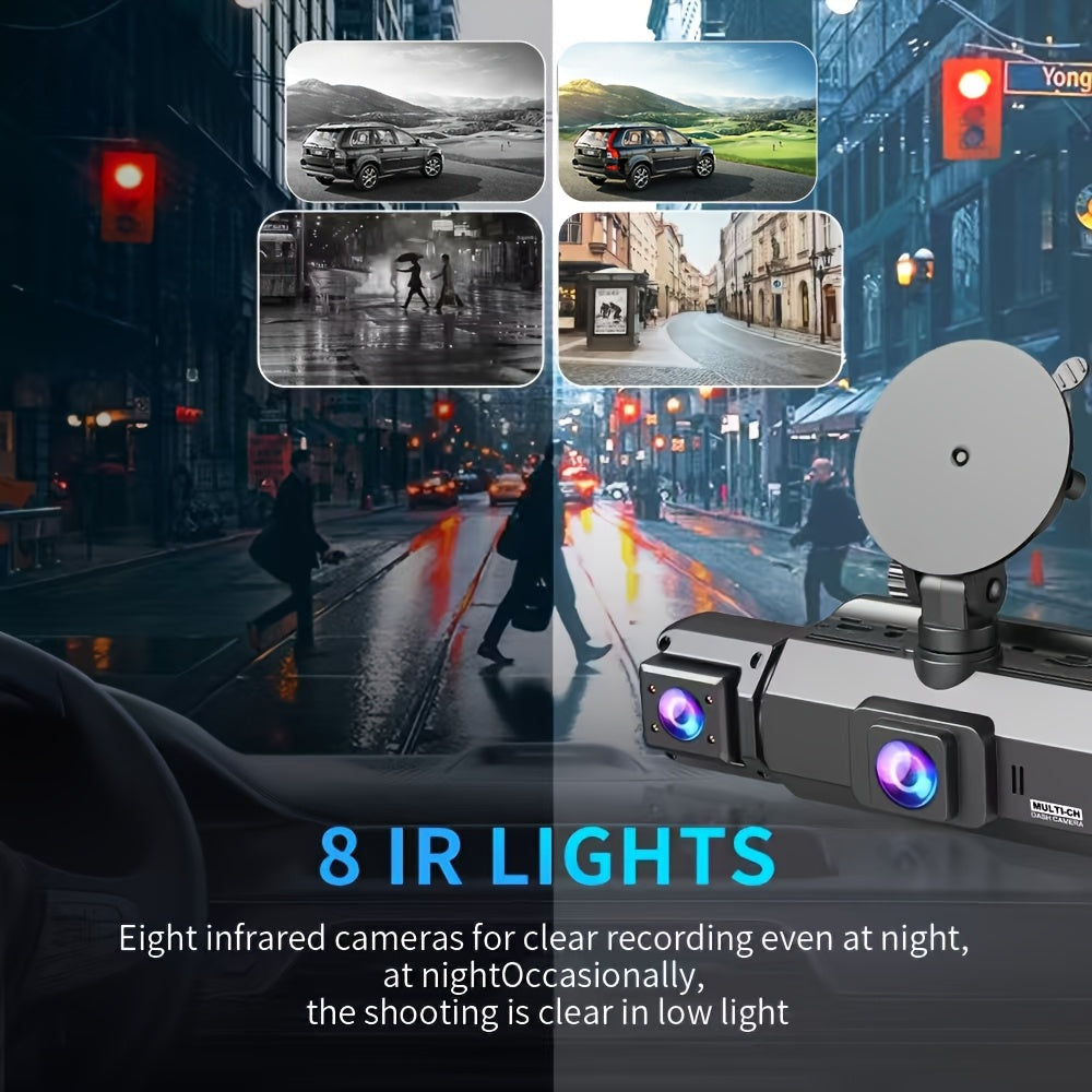 360 Dash Cam 3 4 Channel 1080P HD Full Coverage Night Vision WDR G-Sensor Loop Recording 24/7 Parking Monitor WiFi Multi-Lens Car Camera System Zero Blind Spots Front Rear Side Interior