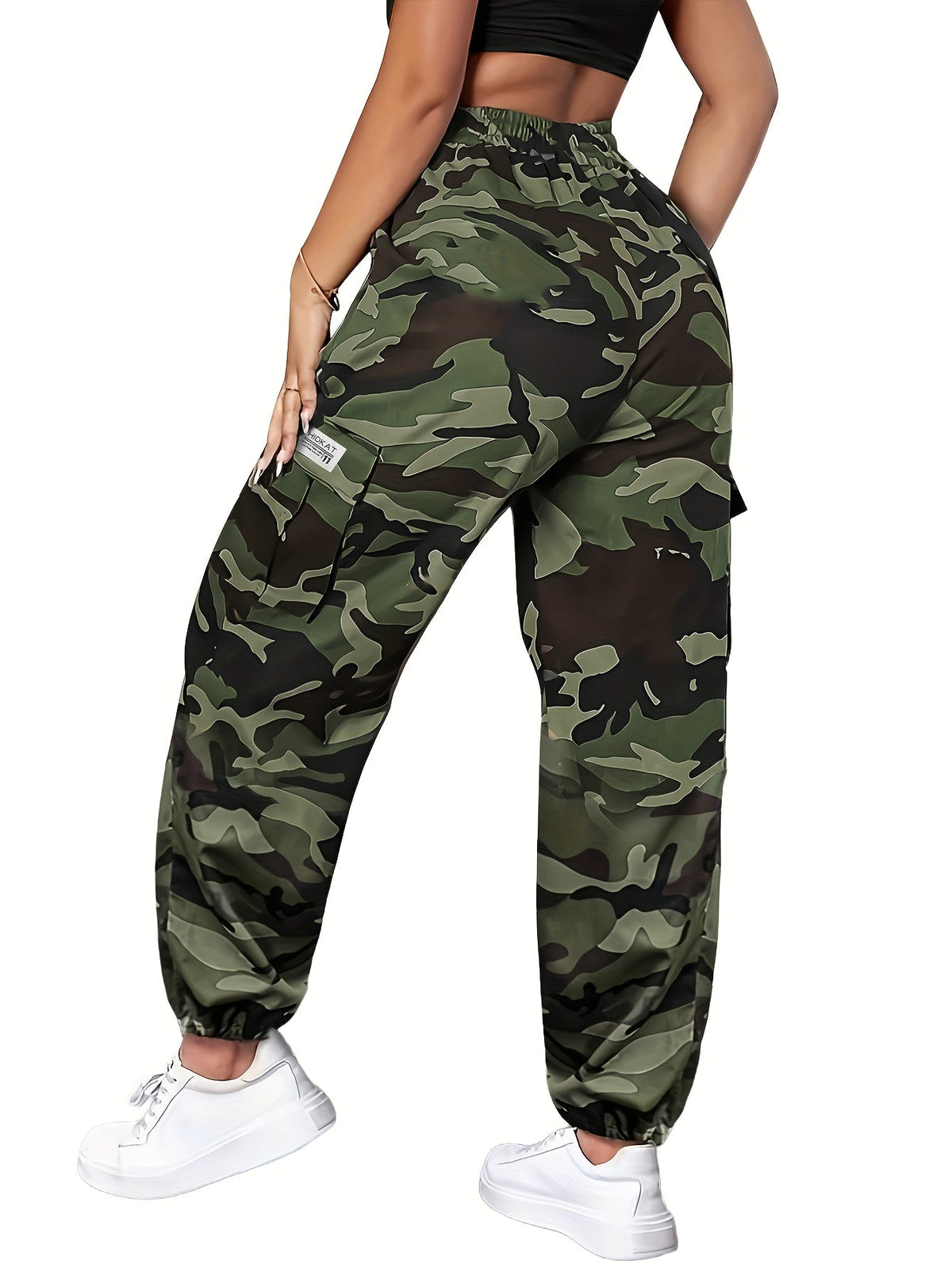 Women's Camo Cargo Pants Lightweight Breathable Hiking Outdoor Casual Long Pants – Multi-Pocket Elastic Waist, Sizes XS-XXL, Camouflage Khaki Black Army Green Grey