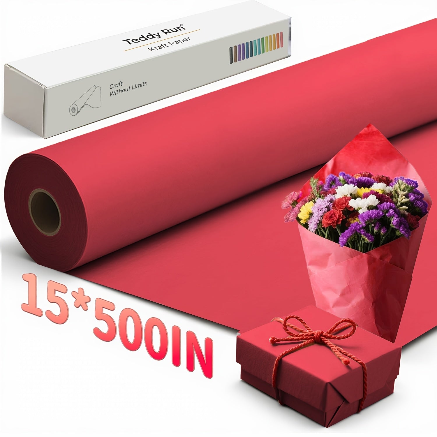 Kraft Paper Roll 80GSM Multi-Size – Heavy Duty Wrapping Paper for Gift Wrap Bouquet Flower Packing Bulletin Board Craft Art Moving and Shipping – Black Red Brown White Wrapping Paper Roll