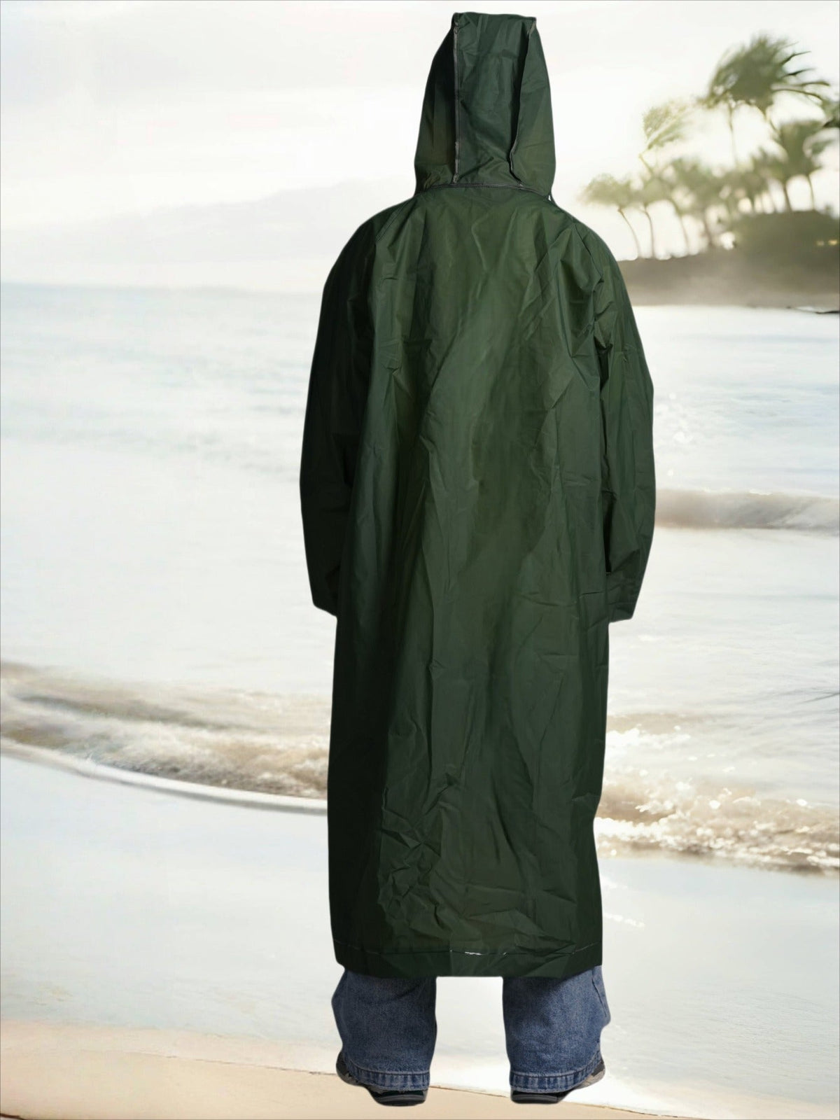 Waterproof Hooded Long Raincoat for Men & Women – Full-Zip Windproof Outdoor Rain Jacket with Adjustable Hood & Loose Breathable Fit for Hiking, Cycling, Fishing, Biking & Camping | Unisex L-XXL