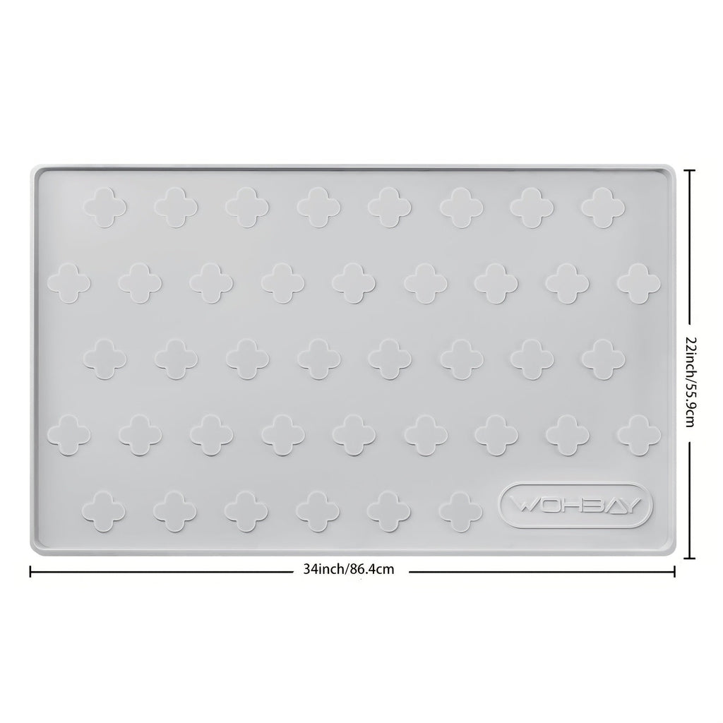 Under Sink Mat Waterproof Silicone 34" x 22", Under Sink Drip Tray Liner for Kitchen Bathroom Cabinet, Holds Up to 2 Gallons, Non-Toxic Leak Protection Mat with Raised Edges & Four-Leaf Clover Pattern