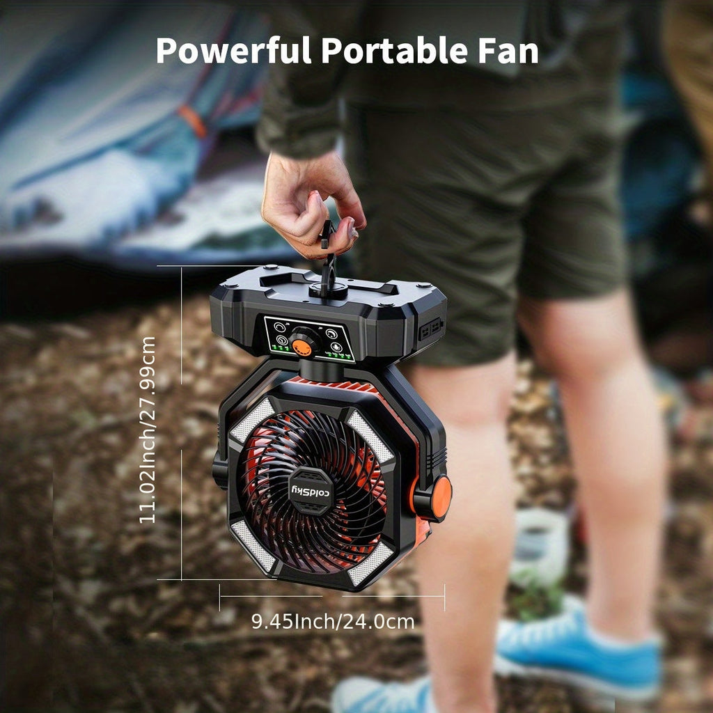 Camping Fan with 20000mAh Battery 8-Speed Settings Enhanced Motor USB Rechargeable - Portable Tent Fan for Camping, Hiking, Outdoor Adventures & Emergency Use