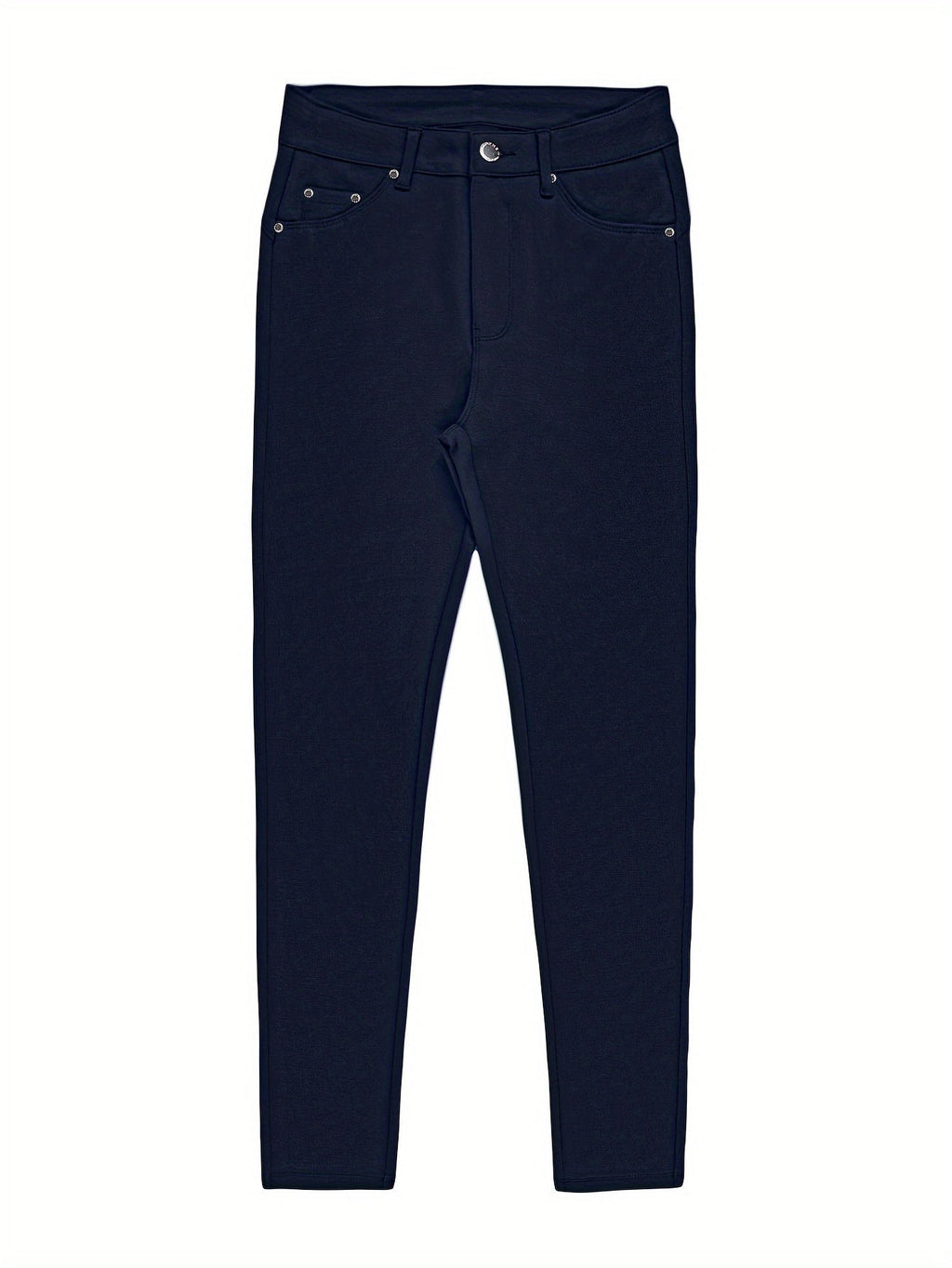 High Waist Stretch Skinny Jeans Women Metal Button Detail Street Style Slim Fit Denim Pants 10 Colors S-XXL
