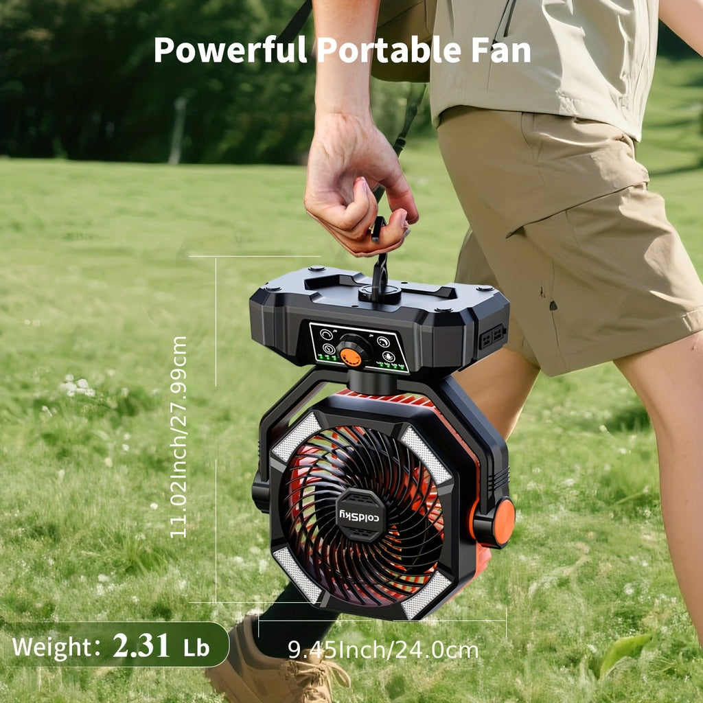 Camping Fan with 20000mAh Battery 8-Speed Settings Enhanced Motor USB Rechargeable - Portable Tent Fan for Camping, Hiking, Outdoor Adventures & Emergency Use