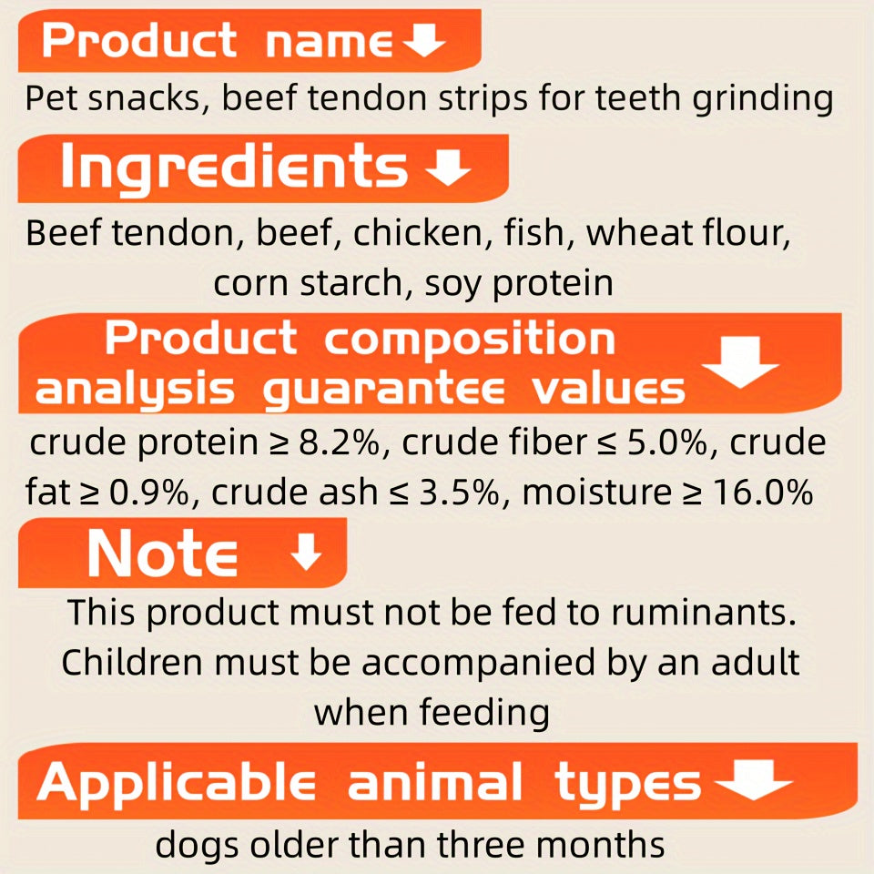 Dried Beef Tendon Dog Chews Natural High-Protein Jerky Treats Chew Sticks for Training Rewards Dental Health All Breeds Small Medium Large Dogs 250g 500g 2-Pack