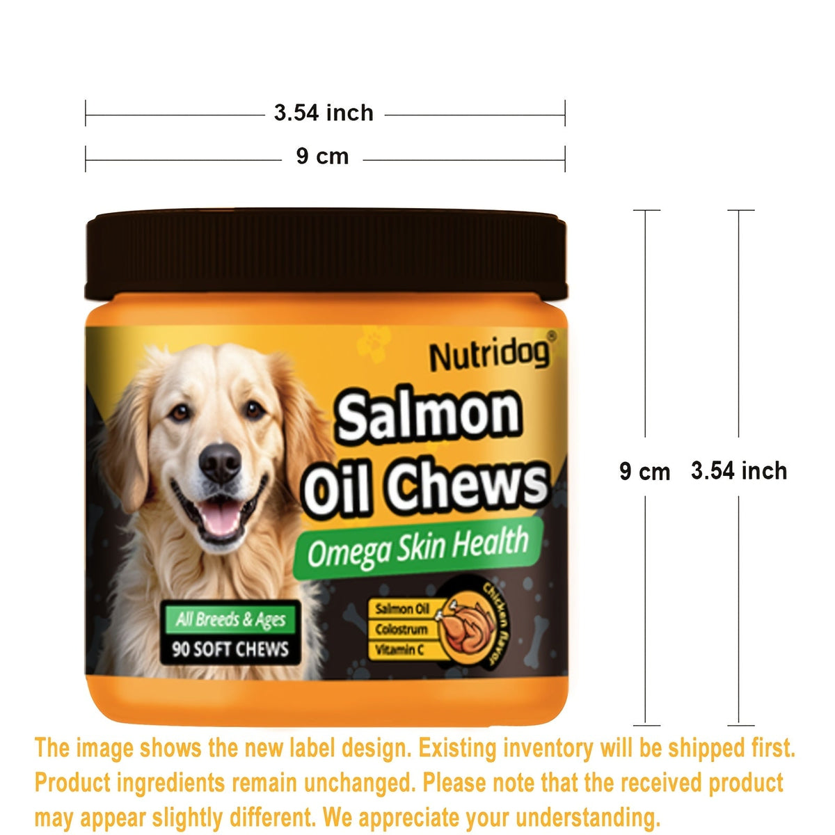 Dog Supplement Soft Chews 90 Count Probiotics Salmon Oil Chicken Flavor Supports Coat Gut Health Immunity All Ages Puppies Seniors 225g