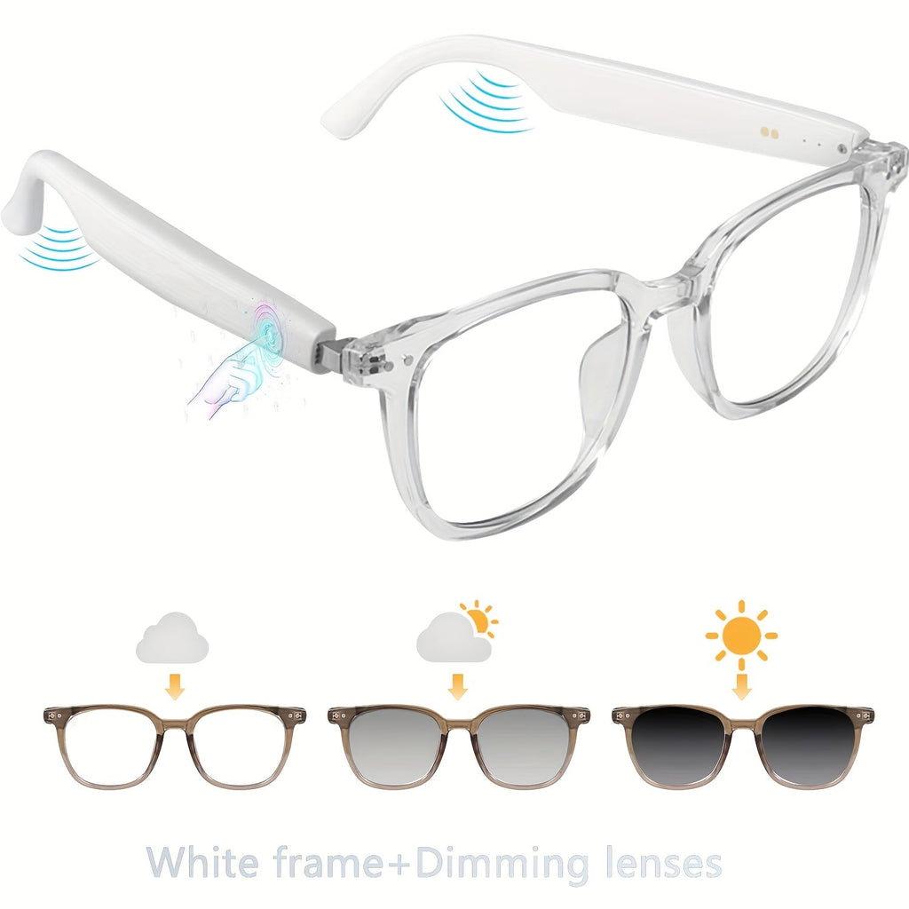 Photochromic Smart Glasses with Bluetooth Audio – Auto Color Changing Lenses, Anti Blue Light, Wireless Music & Calls, Sports Driving Unisex Eyewear, Great Holiday Gift