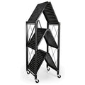 Bookshelf Shelving Unit with Wheels – 3, 4 & 5-Tier Portable Floor Standing Storage Rack for Office & Home, Multi-Layer Rolling Shelf Organizer, Easy Assembly – Black & White