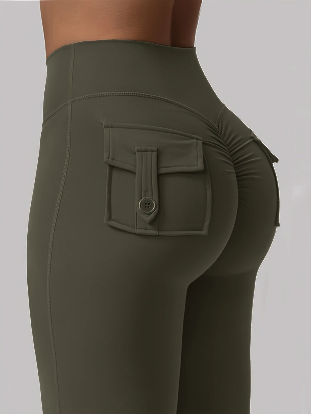 Women's High Waist Flare Pants 3-Pack – Butt Lifting Tummy Control Quick-Dry Cargo Style Leggings Tracksuit Casual Sports Full-Length Trousers Black Gray Green