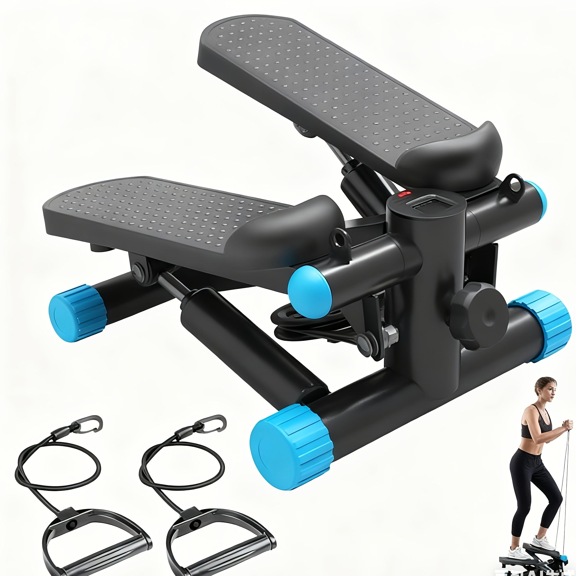 Mini Twist Stepper Machine with Resistance Bands - Portable Stair Stepper for Home Workout 300LBS Capacity Full Body Cardio Trainer for Legs Arms