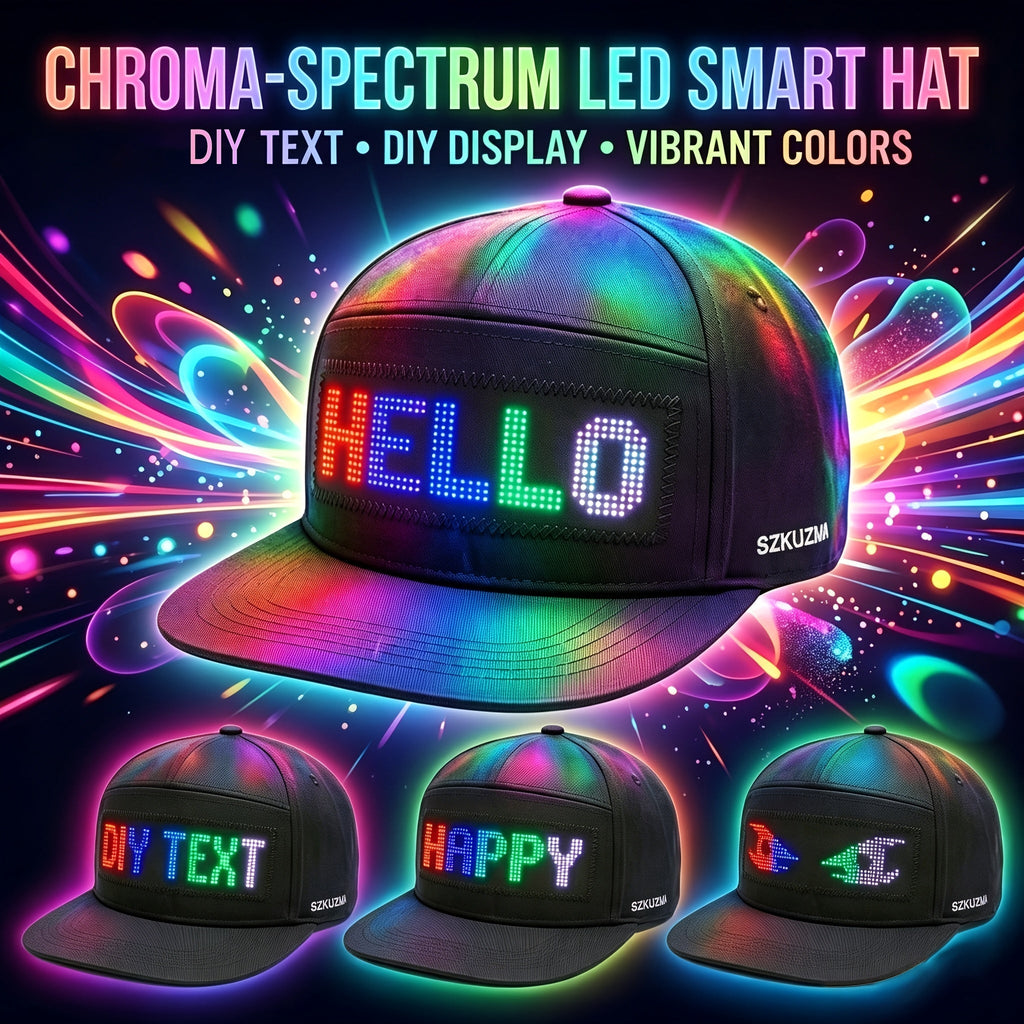Programmable LED Light-Up Baseball Cap with Scrolling Text Display – 12x48 Pixel USB-C Rechargeable Unisex Hat for Club Party Music Festival Night Run Youth Gift