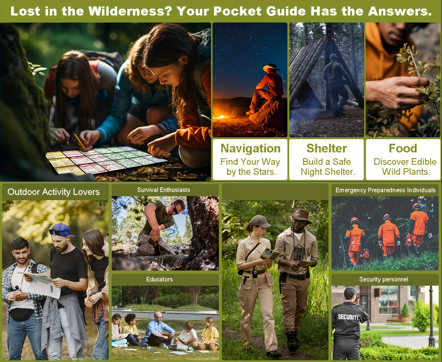 Pocket Survival Guide EDC Kit Credit Card Size 67 Survival Skills 175 Expert Tips Waterproof Cover for Field Emergency First Aid Disaster Preparedness Camping Hiking – Includes Magnifying Tool