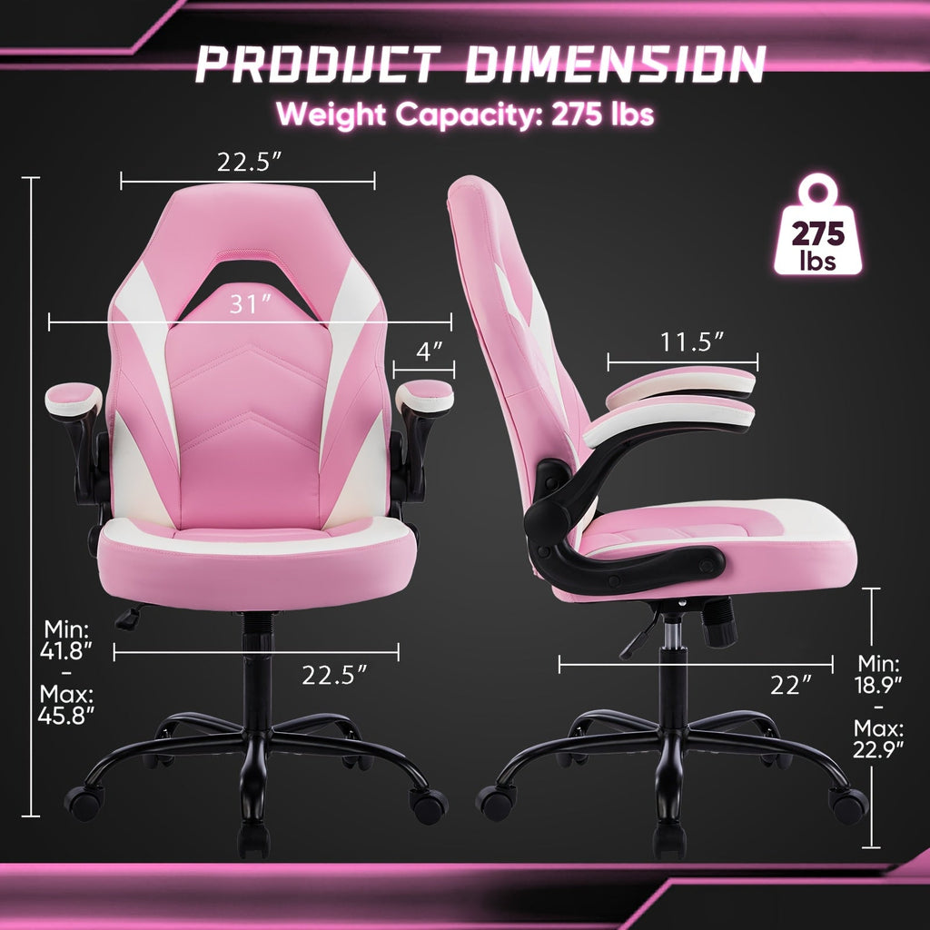 Ergonomic Gaming Chair with Footrest & Lumbar Support – Racing Style Esports Computer Chair, Fixed Armrests, Adjustable Recliner, Home Office Desk Chair for Adults