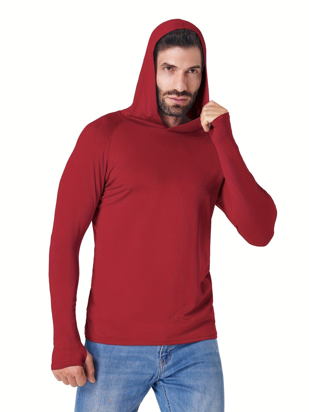 5 Pack Men's Long Sleeve Hooded Fishing Shirts UPF Sun Protection – Lightweight Moisture-Wicking Rash Guard for Fishing Hiking Kayaking Boating Outdoor Sports, Sizes S-XXL, 3 Mixed Color Sets
