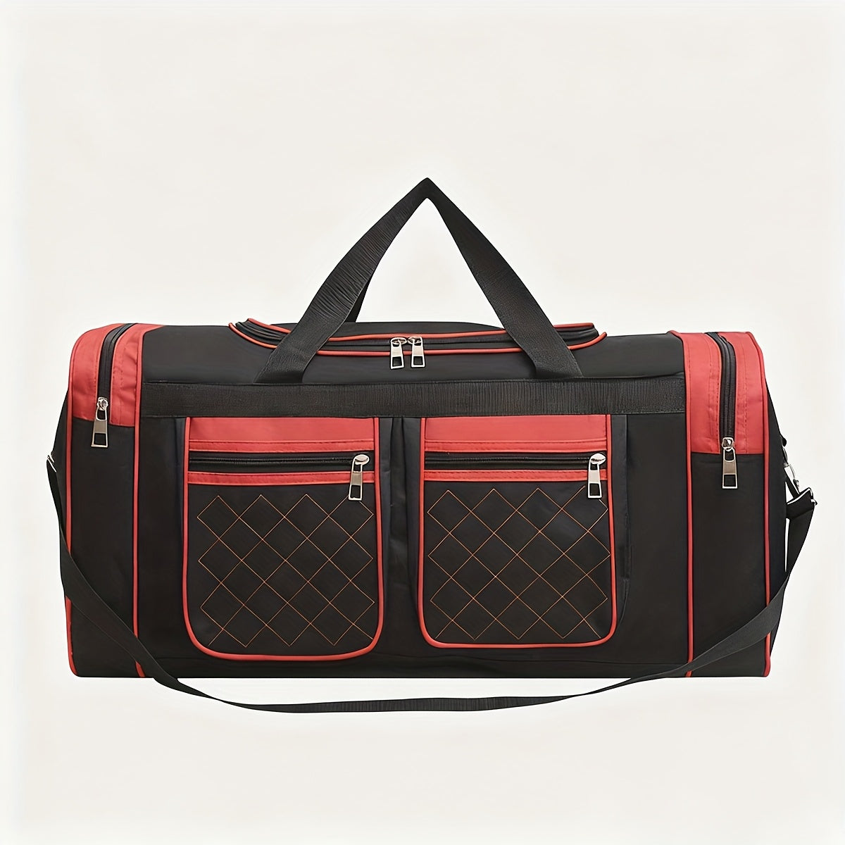 Heavy-Duty Large Capacity Travel Duffel Bag for Men & Women – Multi-Pocket Gym Bag with Adjustable Shoulder Strap & Zipper for Fitness, Weekend Trips, Business Travel & Outdoor Use, Red