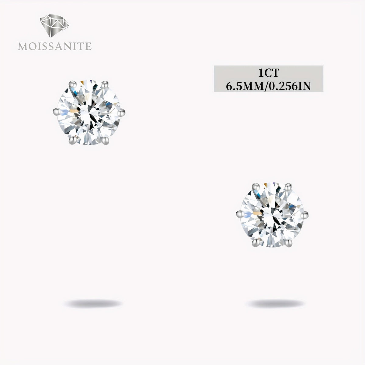 Moissanite Stud Earrings D Color VVS Brilliant Round Cut S925 Sterling Silver – 1CT to 10CT Options, Velvet Pouch & Polishing Cloth Included, Perfect Birthday, Christmas & Valentine’s Day Gift (4.25g)