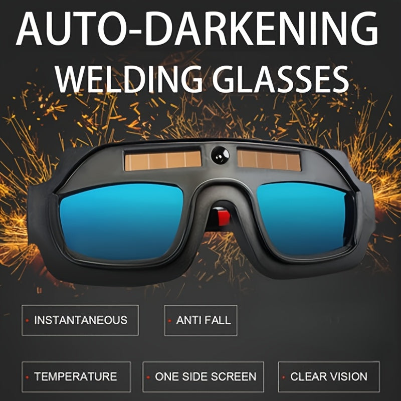 Auto-Darkening Welding Goggles True Color Lens Anti-Glare Safety Welding Glasses for TIG MIG MMA Plasma Lightweight Photochromic Welder Glasses with Flame-Retardant Frame & Elastic Headband