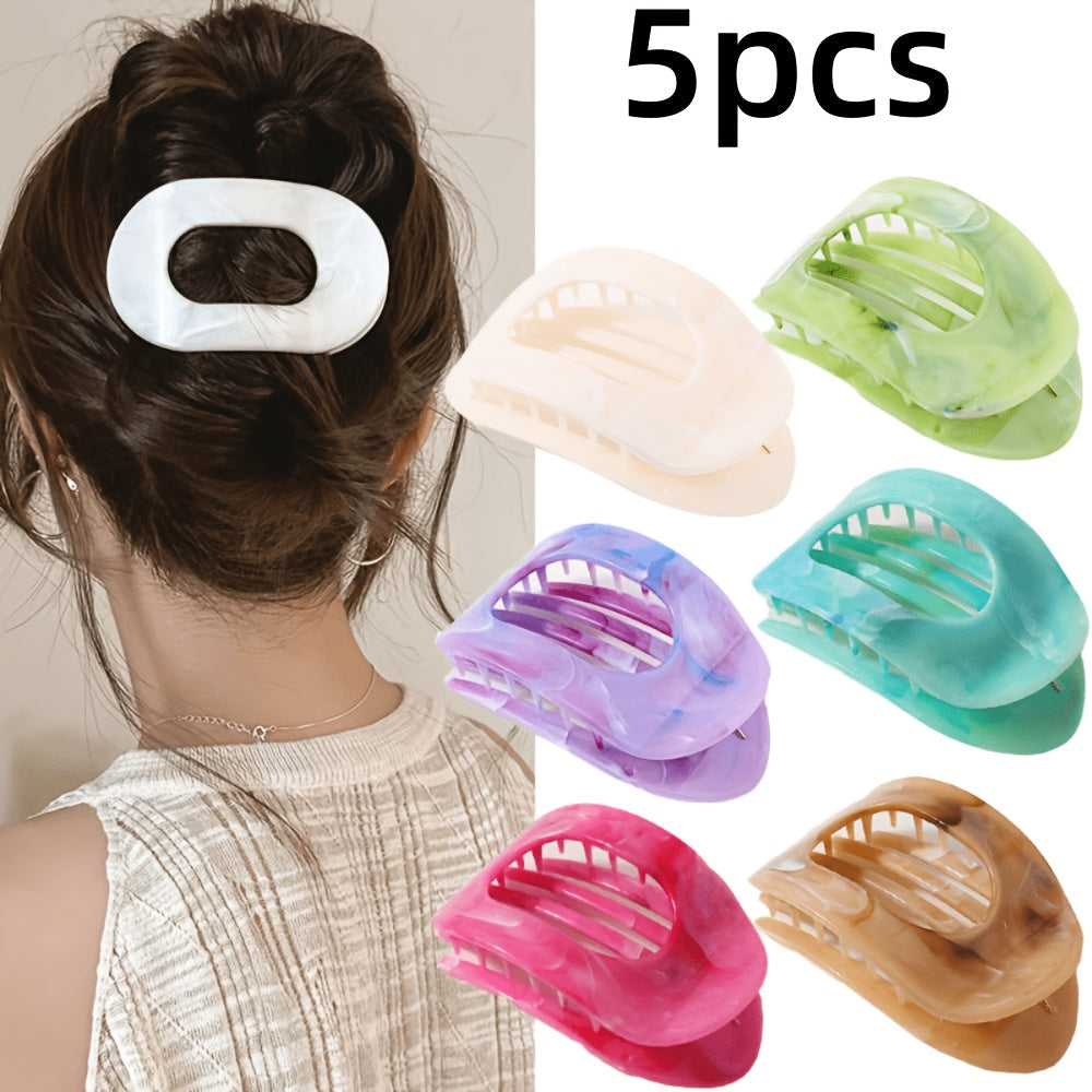 Oversized Shark Claw Hair Clips Set 5/6 Pcs – Non-Slip Extra-Large Flat Claw Clips Thick Hair Beach Party Everyday Wear Vibrant Colors Women Girls