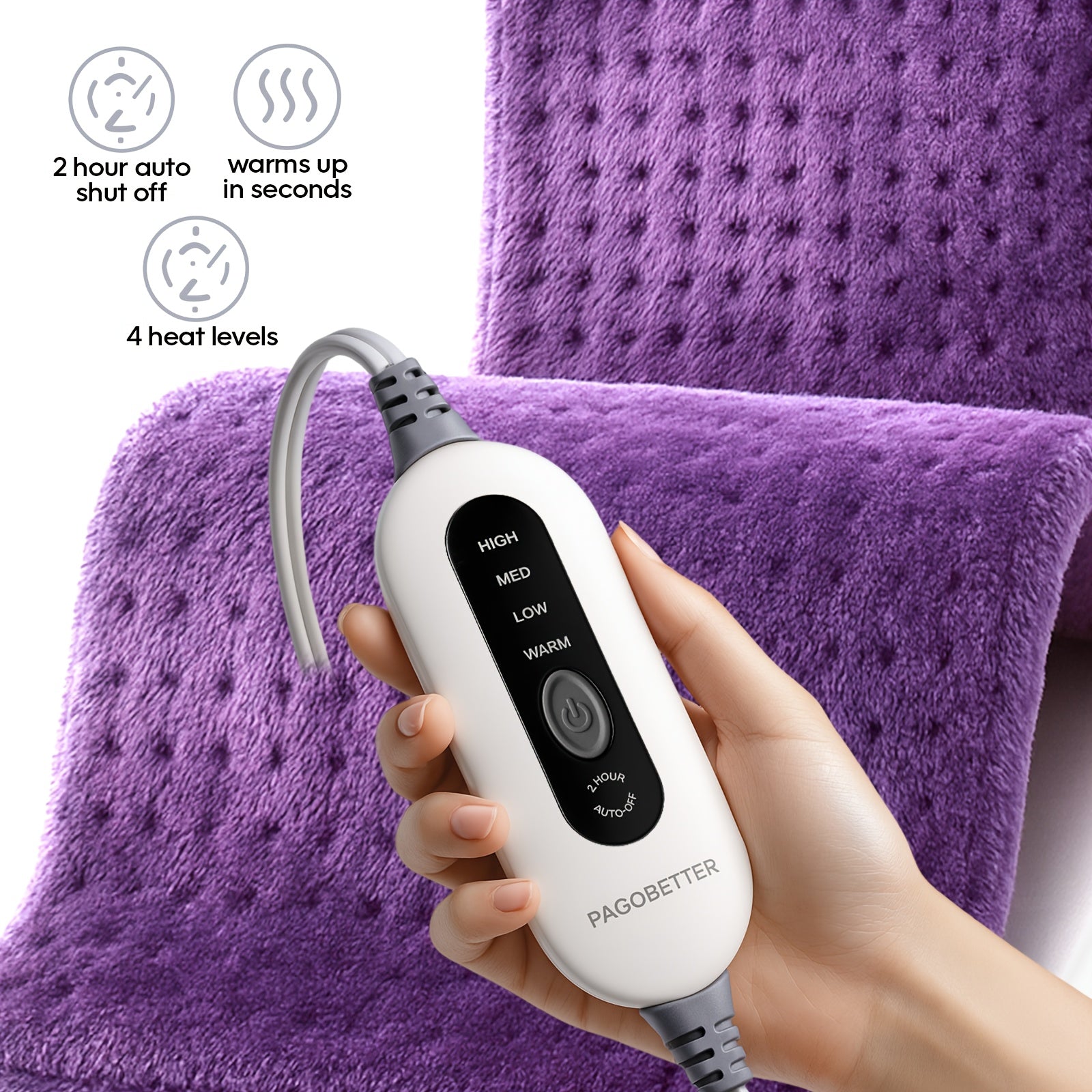 Heating Pad for Back Neck Shoulders & Cramps Ultra Soft Flannel – 6 Heat Settings Dry & Moist Heat Auto Shut-Off Machine Washable Electric Pad, 3 Sizes 12x15 12x24 17x33, Pain Relief Gift for Mom
